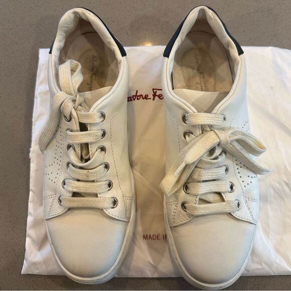Salvatore Ferragamo White Sneakers Womens size 7 - Picture 3 of 10